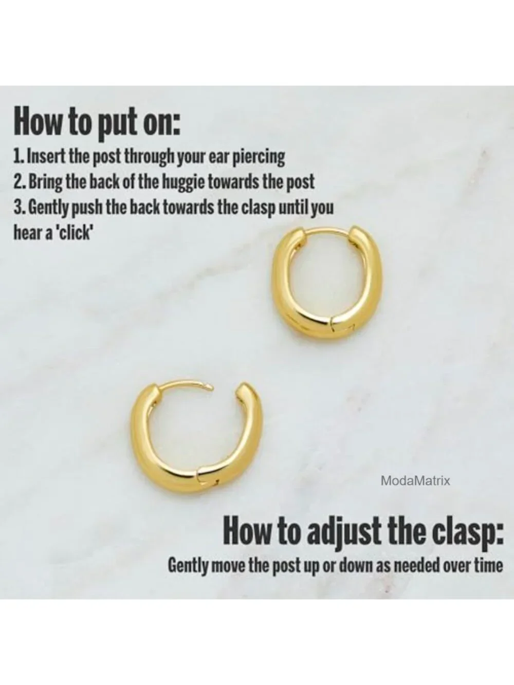 Hypoallergenic Huggie Hoop Earrings - Lightweight Gold Plated Earrings for Women